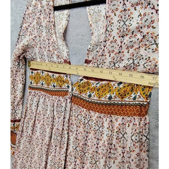 Kidsform Womens Dress Size Medium Boho Hippie Mini Gypsy Beach Cover Deep V Neck - Picture 4 of 11